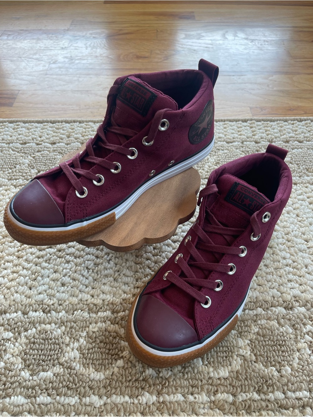 Converse Women’s Burgundy Canvas Mid-Top Sneakers